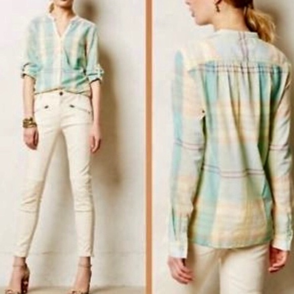 Anthropologie Tops - Anthropologie Holding Horses Pastel Plaid Shirt